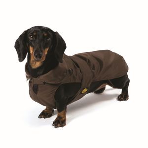 Módny kabát pre psov špeciálne pre jazvečíka - hnedý - 47 cm