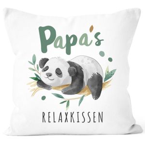 Kissen-Bezug Spruch Mama/Papas Relaxkissen Panda Geschenke für Eltern Dekokissen SpecialMe® Papa weiß 40cm x 40cm