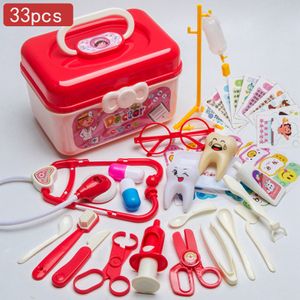 33Stk Arztkoffer Medizinisches Spielzeug Rollenspiel Spielzeug Set, Arztkoffer Doktor Spielset Rollenspiel Kit Geschenke für Kinder (rot)
