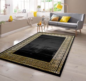 Teppich mit klassischer Bordüre in schwarz gold Größe - 160x230 cm
