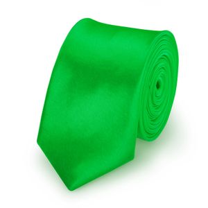 Krawatte Grün slim aus Polyester einfarbig uni schmale 5 cm