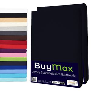 DOPPELPACK Jersey Spannbettlaken 100% Baumwolle Spannbetttuch in Farbe Schwarz, Größe 80x200 cm