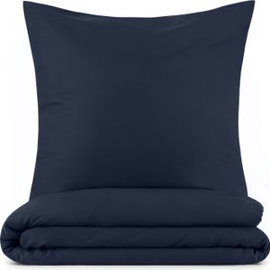 Blumtal Bettwäsche 140x200cm + Kissenbezug 40x80cm - Mikrofaser Bed Sheets 140x200cm - 2-er Set Bettwäsche Dunkelblau