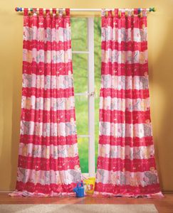 Kinderzimmer Gardine Schlaufenschal Set Tier Motiv rosa