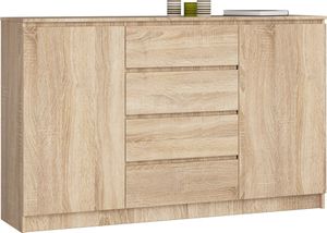 Kommode AKORD K160 Sonoma-Eiche 160 cm 2 Türen 4 Schubladen 4 Ebenen B160 x H99 x T40 cm