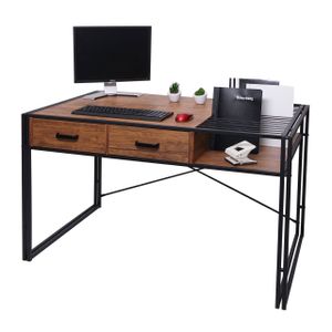 Schreibtisch HWC-H91, Bürotisch Computertisch, Industrial 76x120x70cm  braun