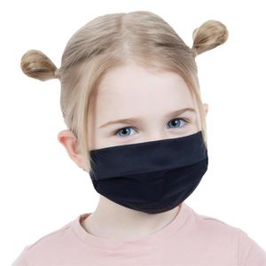 4 Stück Kinder Maske Staub Baumwoll Gesichtsmaske waschbar 2-Lagen Schwarz