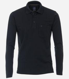REDMOND Herren Langarm Polo-Shirt 50% Baumwolle, 50% Polyester uni schwarz XL