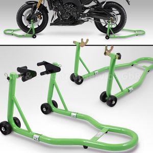 Bituxx Motorradständer hinten & vorn Motorrad Montageständer Transportständer Blau Belastbar bis 250 kg pro Ständer Vorn+Hinten Grün MS-15896