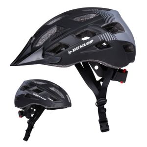 Dunlop Fahrradhelm mit Licht - Fahrradhelm Damen und Herren - Verstellbar von 55 bis 58 CM - Fahrrad Helm Größe M - mit LED-Beleuchtung - 3 Lichtmodi - Schwarz  