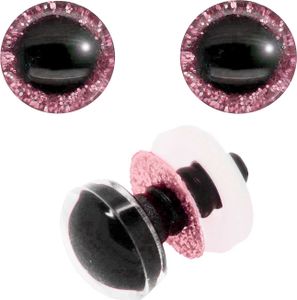 5 Paar Glitzer-Augen 12 - 40mm m. Gegenstück Sicherheitsaugen Amigurumis Kuscheltiere Teddy Variantenwahl, Größe:Ø 20 mm x 20 mm, Farbe:rosa