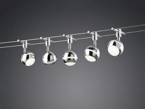 Trio Leuchten - Modern Modernes Spannseilsystem inkl. LED 5-flammig-Licht - Jimmy I Wohnzimmer I Schlafzimmer - Metall Kugel I Kugelförmig I Länglich - I (nicht austauschbare) LED