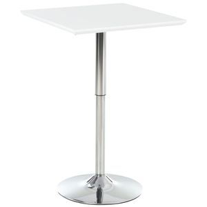 HOMCOM Bartisch Bistrotisch Pub Höhenverstellbarer Quadratischer Stehtisch Tisch Stahl Weiß 60 x 60 x 69-92 cm