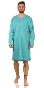 Herren Nachthemd langarm Sleepshirt; Mintgrün L