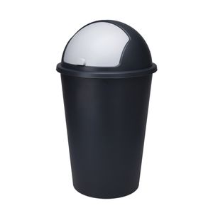 XXL odpadkový kôš s posuvným vekom čierny - 50 l - okrúhly odpadkový kôš s kupolovitým vekom recyklovateľný