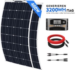 400W 18V Flexible Solarpanel Monokristallin Solarmodule Set für Wohnmobil Boot Camping