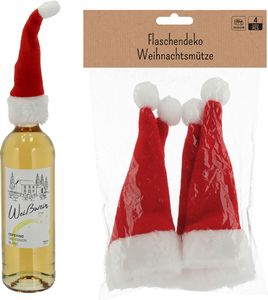 *V* Flaschendeko "Weihnachtsmütze", 4er Set