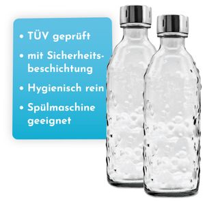 SodaBär Glasflasche (Doppelpack) für Wassersprudler (SodaStream*,Aarke*,uvm.) 0,7 l mit TWIN SECURE, Transparent