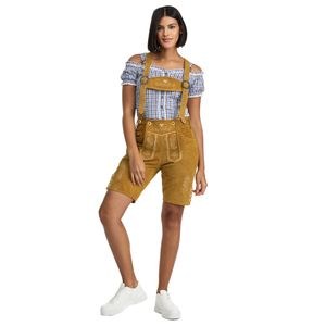 Steigenhöfer Traditionelle Lederhose für Damen mit Trägern Hellbraun 46