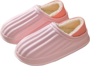 ASKSA Wasserdicht Warme Hausschuhe Herren Damen Winter Pantoffeln Kuschelig Gefuettert Pluesch Outdoor Gartenschuhe, Rosa, Groesse: 40-41