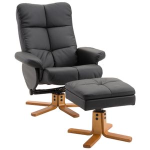 HOMCOM Relaxsessel Fernsehsessel Sessel mit Hocker Liegefunktion Holzgestell Schwarz 80 x 86 x 99cm