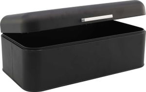 Brotkasten - Schwarz - Metall - 42 x 22 cm - mit Deckel