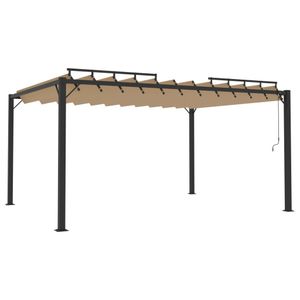 vidaXL Pergola mit Lamellendach 3x4 m Taupe Stoff und Aluminium