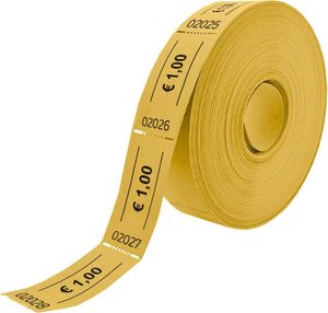 CombiCraft Gelbe Euro-Wertmarken Rolle – 1,00 € - 5 Rollen á 1000 Abrisse