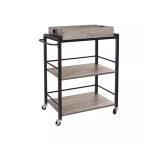 In And OutdoorMatch Servierwagen auf Rollen Laurel - Küchenwagen - Industrial - Servierwagen - Barwagen - Getränkewagen - 4 Tabletts - 40 x 12,5 x 86 cm