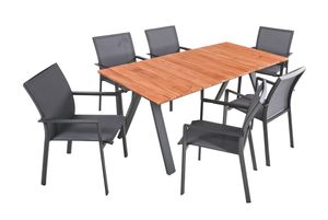 Tischgruppe DAVINA Set 04, 7-tlg. | 1 × Tisch 305399 | 6 × Stapelstuhl 305396