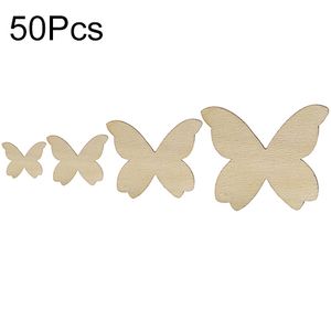 50pcs gemischte Größen Schmetterlingsblume Herz Golden Holz Knöpfe DIY Scrapbooking Nähen-Schmetterling