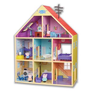 DIV CHAR7321 - Peppa Pig - Peppa Wutz - Holz Spielzeug, mit Figuren und Accessoires, Peppas Spielhaus
