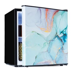 Klarstein CoolArt Kühl-Gefrier-Kombination - Kühlschrank mit 2 Kühl-Ebenen, Design-Front, Thermostat mit 5 Stufen, 0 bis 10 °C, Fassungsvermögen: 45 Liter, Motiv: Pastell