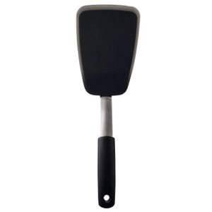 OXO Good Grips flexibler Pfannenwender 32 cm, schwarz – großer Pfannenheber aus Edelstahl und Silikon zum einfachen Wenden von Spiegeleiern, Burger-Patties und mehr