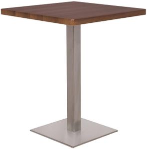 Bartisch Bistrotisch Tisch Nussbaum Holzoptik Eckig Edelstahlfuß 60x60x75 M-BT60/1431