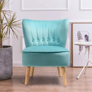 Retro Samt Polsterstuhl, Relax Sessel mit Rücklehne ohne Armlehne, Vintage-Sessel Wohnzimmerstuhl für Wohnzimmer, Esszimmer, Küche,120 kg Belastbarkeit (Grün)