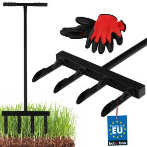 KOTARBAU® Rasenlüfter manuell + Handschuhe 105 cm Aerifizierer für Rasen Handvertikutierer Rasenbelüfter effiziente Rasenbelüftung Handaerifizierer für Rasen Set + Gartenhandschuhe Vertikutierer Hand