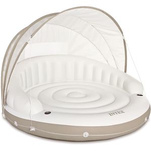 INTEX 58292EU - Badeinsel - Canopy Island (199x150cm) mit abnehmbarem Sonnenschutz, 2 Getränkehalter