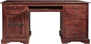 MASSIVMOEBEL24 Schreibtisch Akazie 158x54x76 nougat lackiert OXFORD #522