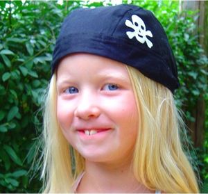 schwarzes Piratenkopftuch mit kleinem Totenkopfemblem, 1 Stück