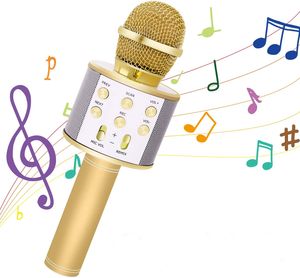 Bluetooth Karaoke Mikrofon Tragbares Handheld Funkmikrofon Stereo Sound Handmikrofon Geschenk für Kinder, Gelb