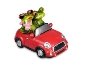 Formano lustige Frösche Figur Froschpaar im Auto rot Poly 13 cm
