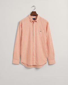 Regular Fit Baumwoll Leinen Hemd mit Streifen