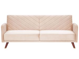 BELIANI Sofa 3-Sitzer Beige Samtstoff Schlaffunktion Retro Modern Wohnzimmer