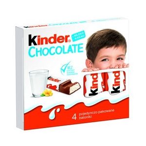 Kinder Schokolade Milchschokolade Riegel mit Milchfüllung 4 Stück. - 50G