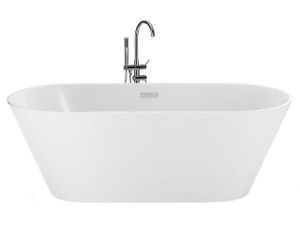 BELIANI Freistehende Badewanne Weiß Acryl Oval 160 x 80 cm Modern