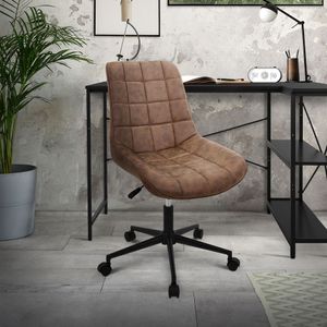 ML-Design Bürostuhl Braun, Kunstleder Sitzfläche, Metallgestell, Polsterstuhl mit Rückenlehne, höhenverstellbar, 360° Drehstuhl mit 5 Rollen