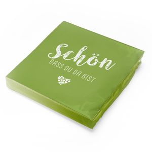itenga 20x Serviette Schön dass du da bist frühlingsgrün grün