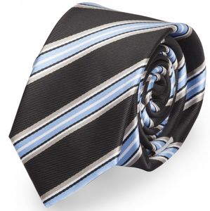 Fabio Farini - Krawatte - gestreifte Herren Krawatte - Tie mit Streifen in 6cm oder 8cm Breite Breit (8cm), Blau/Grau/Schwarz/Weiß