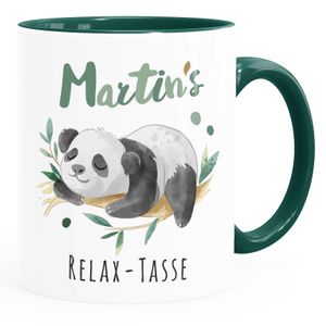 SpecialMe® Relax-Tasse Panda personalisiert mit Namen Namenstasse individuelle Geschenke Anti-Stress SpecialMe® inner-grün Keramik-Tasse